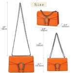 Vintage Orange Leather Chain Shoulder Bag