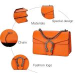 Vintage Orange Leather Chain Shoulder Bag