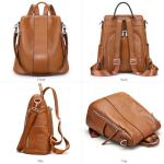 S-ZONE Medium Leather Antitheft Backpack for Women