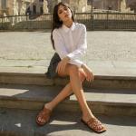 Eusibb Luxury Brown Open Toe Sandals for Women