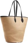 Khaki Woven Rattan Tote Bag for Summer