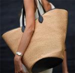 Khaki Woven Rattan Tote Bag for Summer