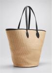 Khaki Woven Rattan Tote Bag for Summer