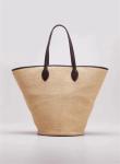 Khaki Woven Rattan Tote Bag for Summer