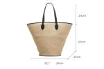 Khaki Woven Rattan Tote Bag for Summer