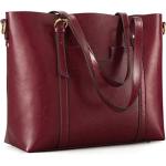 Kattee Genuine Leather Women Tote Bag Soft Handbags Vintage Shoulder Purses Fashion Top Handle Bag Large Capacity (Wine Red)