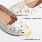 FRACORA Women's Ballet Flat Shoes Breathable Leather Slip on Flats Loafers Girls Dress Shoes Walking Shoes (Beige.US11)