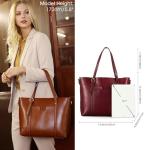 Kattee Genuine Leather Women Tote Bag Soft Handbags Vintage Shoulder Purses Fashion Top Handle Bag Large Capacity (Wine Red)