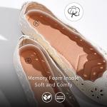 FRACORA Women's Ballet Flat Shoes Breathable Leather Slip on Flats Loafers Girls Dress Shoes Walking Shoes (Beige.US11)