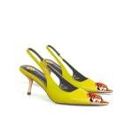 Yellow Slingback High Heels with Gem Detail