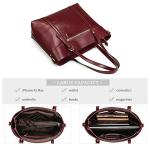 Kattee Genuine Leather Women Tote Bag Soft Handbags Vintage Shoulder Purses Fashion Top Handle Bag Large Capacity (Wine Red)