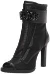 Karl Lagerfeld Black Peep-Toe Heeled Bootie, 6.5