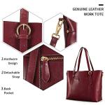 Kattee Genuine Leather Women Tote Bag Soft Handbags Vintage Shoulder Purses Fashion Top Handle Bag Large Capacity (Wine Red)