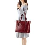 Kattee Genuine Leather Women Tote Bag Soft Handbags Vintage Shoulder Purses Fashion Top Handle Bag Large Capacity (Wine Red)