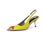 Yellow Slingback High Heels with Gem Detail