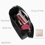 BOSTANTEN Women's Leather Designer Handbags Tote Purses Shoulder Bucket Bags with 2 Shoulder Strap, Black 9" L×5" W×12" H
