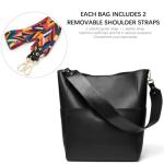 BOSTANTEN Women's Leather Designer Handbags Tote Purses Shoulder Bucket Bags with 2 Shoulder Strap, Black 9" L×5" W×12" H