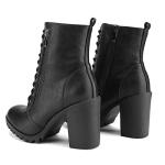 DREAM PAIRS Women's Combat Ankle Boots Chunky Heel Lace up Fashion Heeled Booties,Size 9.5,Black,SILVERADO