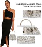Sweetovo Sparkly Diamond Evening Bag Clutch Purses for Women Rhinestone Purse Glitter Handbag for Party Prom Cocktail Wedding (Silver)