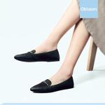 Obtaom Women's Faux Leather Ballet Flat,Comfortable Office Slip Ons,PU Working Loafer Flat(Black US07)