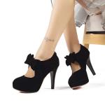 Mostrin Black Closed Toe Heels for Women with Bow Mary Jane Platform Pumps Dress Shoes Sexy High Heel for Prom Dance Size 8