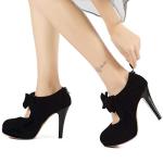 Mostrin Black Closed Toe Heels for Women with Bow Mary Jane Platform Pumps Dress Shoes Sexy High Heel for Prom Dance Size 8