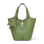 Kadynow Tote Bag for Women Vegan Leather Bucket Purse for Women Top Handle Handbag Shoulder Bag with Detachable Small Purse Green