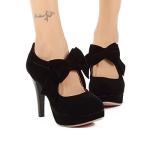 Mostrin Black Closed Toe Heels for Women with Bow Mary Jane Platform Pumps Dress Shoes Sexy High Heel for Prom Dance Size 8