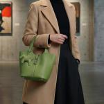 Kadynow Tote Bag for Women Vegan Leather Bucket Purse for Women Top Handle Handbag Shoulder Bag with Detachable Small Purse Green