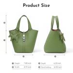 Kadynow Tote Bag for Women Vegan Leather Bucket Purse for Women Top Handle Handbag Shoulder Bag with Detachable Small Purse Green