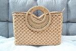 QZUnique Hand-woven Straw Bag Women Summer Beach Handbag Casual Satchel Retro Top Handle Tote Clutch