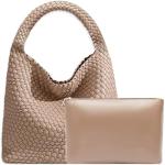 JINMANXUE Woven Tote Bag for Women, Fashion Hobo Handbag, Travel Top-handle Shoulder Bag, Beach Underarm Bag with Purse (Apricot)