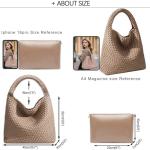 JINMANXUE Woven Tote Bag for Women, Fashion Hobo Handbag, Travel Top-handle Shoulder Bag, Beach Underarm Bag with Purse (Apricot)