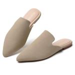 Tilocow Mules for Women Flats Pointed Toe Slip On Backless Loafers Flat Mule Business Casual Shoes Slides