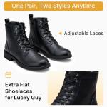 Vepose Women's Black Ankle Boots Lace up, Flat Fashion Combat Booties Low Heel, 910 Size 8 US (CJY910 Black 08)