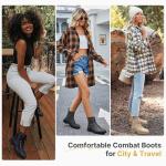 Vepose Women's Black Ankle Boots Lace up, Flat Fashion Combat Booties Low Heel, 910 Size 8 US (CJY910 Black 08)