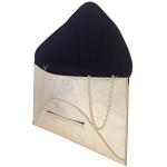 JNB Crushed Metallic Envelope Clutch for Women – Faux Leather Evening Bag with Detachable Gold Chain, Slide & Tuck Closure, 12 x 0.5 x 7.5 Inches, Gold