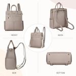 JKAOO Backpack Purse for Women PU Leather Travel Backpack, 4 in 1 Designer Convertible Backpack Purse with Removable Strap (Beige)