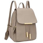 KKXIU Women’s Stylish Leather Backpack Purse – Lightweight Travel Backpack with Multiple Pockets, Lychee Grain PU Leather, Gold Hardware (A-Khaki, 10x12x4.5 Inches)
