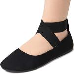 Alpine Swiss Peony Ballet Flats Shoes for Women | Elastic Ankle Strap Flats | Round Closed-Toe Shoes | Slip On Loafers | Padded for Comfort BLK 9