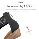 WOJWSKI Women's Slide Wedge Sandal Open Toe High Heel Zipper Back Platform(BLACK1-M8)