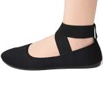 Alpine Swiss Peony Ballet Flats Shoes for Women | Elastic Ankle Strap Flats | Round Closed-Toe Shoes | Slip On Loafers | Padded for Comfort BLK 9