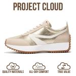 Project Cloud Womens Sneakers - Memory Foam Insole and Lightweight Spring Shoes - Non-Slip Lace Up Trendy Shoes - Fashion Sneakers for Women 2026 (Balinda, Gold, 8.5)