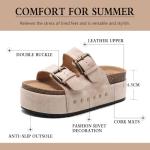 BiuYorBTY Women's Platform Clogs Sandals Cork Footbed with Comfort Double Buckles, Summer Platform Slides Mules, Summer Beach Comfort Wide Widths Availab