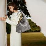 JINMANXUE Woven Tote Bag for Women, Fashion Hobo Handbag, Travel Top-handle Shoulder Bag, Beach Underarm Bag with Purse (Gun silver)