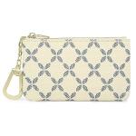 Masien Rauder Luxury Zip Key Chain Pouch | Mini Coin Purse Wallet Card Holder with Clasp | for Men Women (Cream)