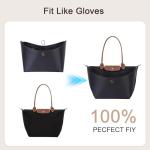ZTUJO Purse Organizer Insert For Longchamp le pliage,Silky Touching LongChamp Organizer Insert, Compatible with Le Pliage,Energy,Shoulder Bag,Top Handle, Xtra (Black, Small)