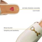 Vertundy Women's Mules Loafers Low Heel Flats Leather Slip On Backless Sandals for Girls Lady Work Slides Beige 9