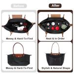 ZTUJO Purse Organizer Insert For Longchamp le pliage,Silky Touching LongChamp Organizer Insert, Compatible with Le Pliage,Energy,Shoulder Bag,Top Handle, Xtra (Black, Small)