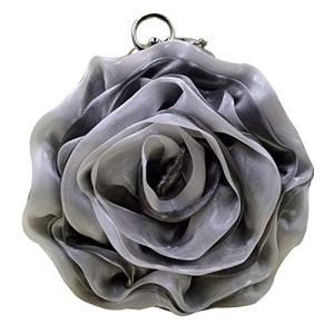Goclothod Silver Rose-Shaped Satin Clutch Handbag